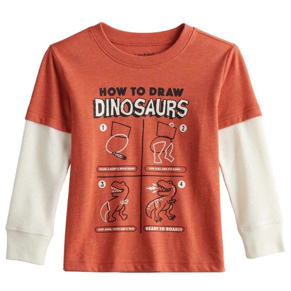 Toddler Boy Dinosaur Thermal Skater Tee by Jumping Beans Size 2T New with Tags